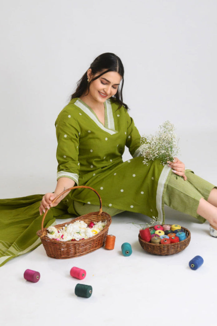 Sunshine Hues Jamdani Kurta Set - Etiquette Apparel