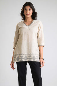 Jamdani Beige Short Top - Etiquette Apparel