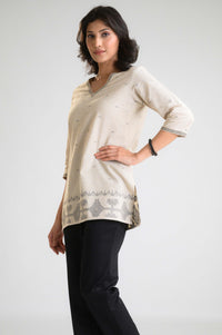 Jamdani Beige Short Top - Etiquette Apparel