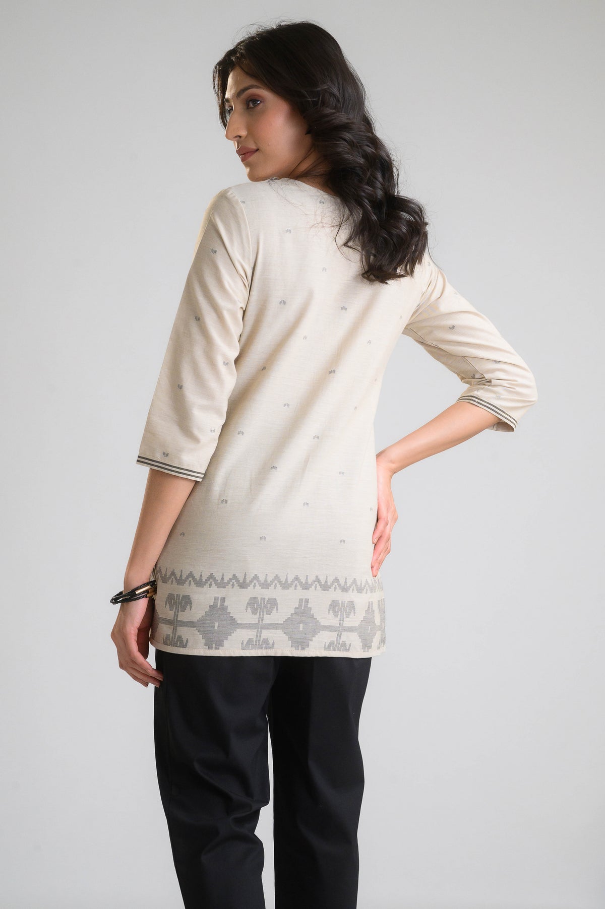 Jamdani Beige Short Top - Etiquette Apparel