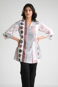 Geometric Print Overlap Top - Etiquette Apparel