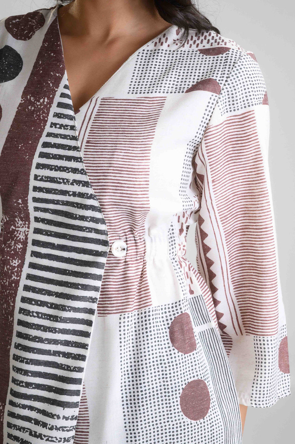 Geometric Print Overlap Top - Etiquette Apparel