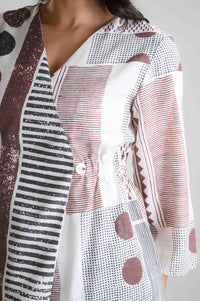 Geometric Print Overlap Top - Etiquette Apparel