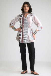 Geometric Print Overlap Top - Etiquette Apparel