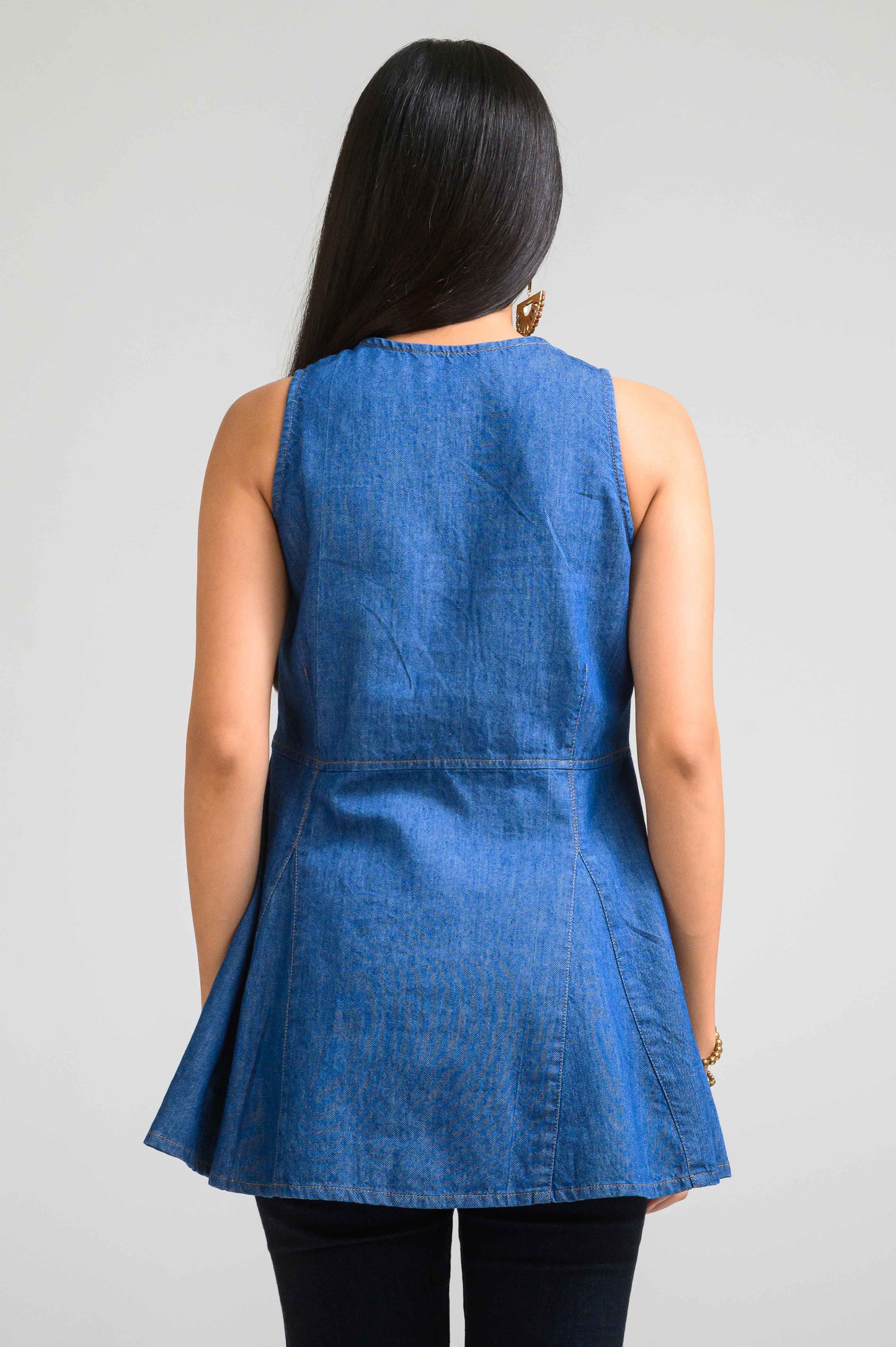 Bold Lines, Blue Attitude Sleeveless Top - Etiquette Apparel