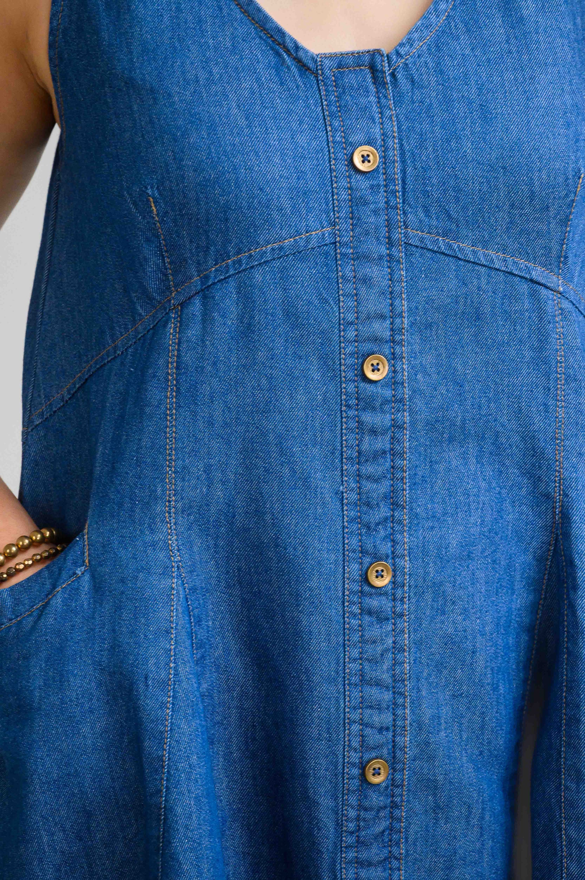 Product Carousel Image 2: Bold Lines, Blue Attitude Sleeveless Top