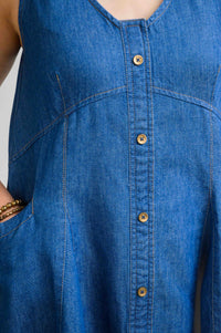Bold Lines, Blue Attitude Sleeveless Top - Etiquette Apparel