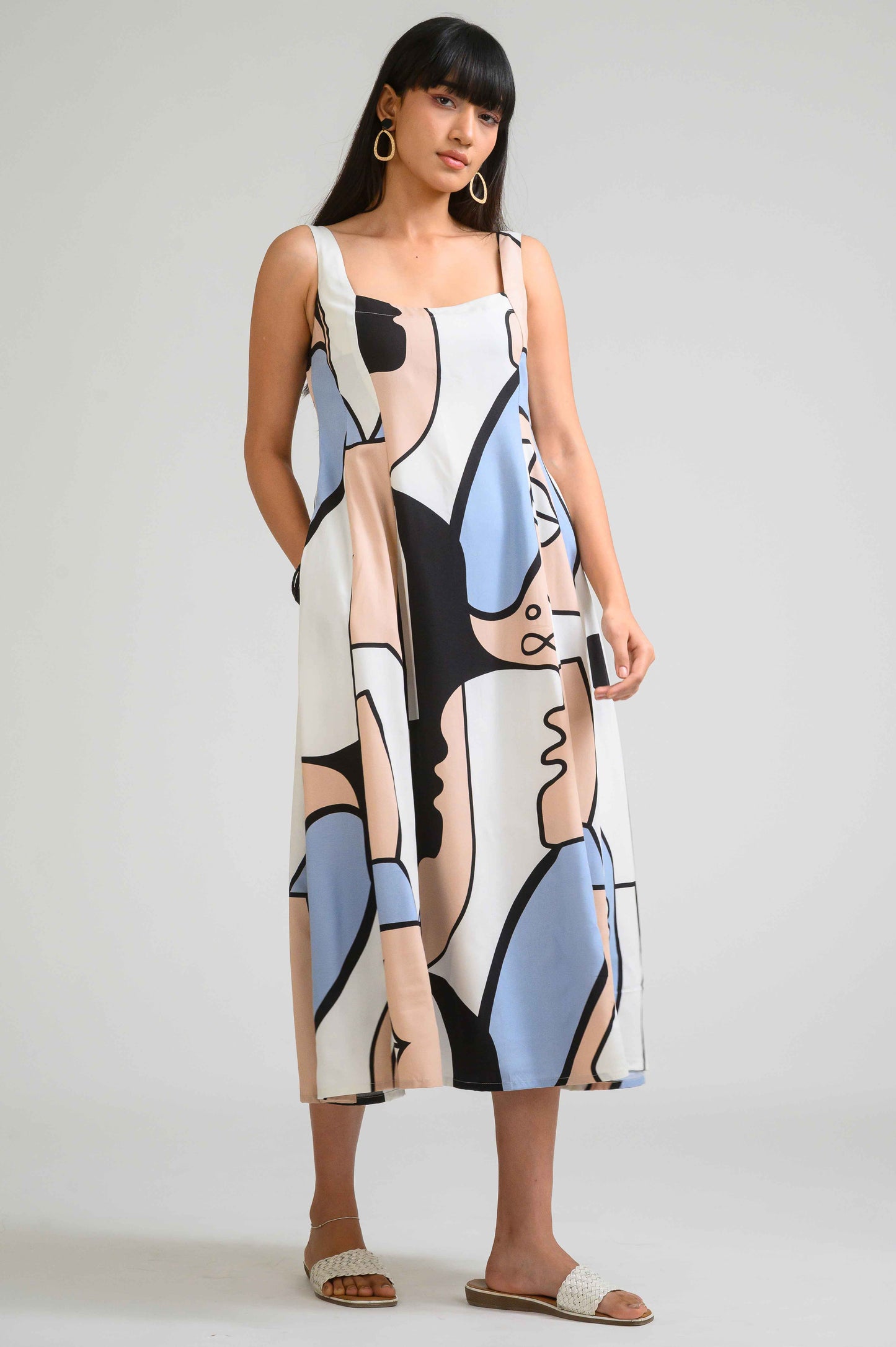 Picasso-Inspired Flared Dress - Etiquette Apparel