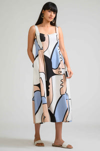 Picasso-Inspired Flared Dress - Etiquette Apparel