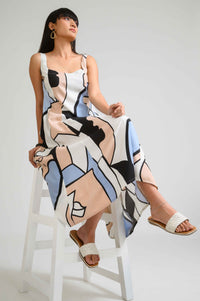 Picasso-Inspired Flared Dress - Etiquette Apparel