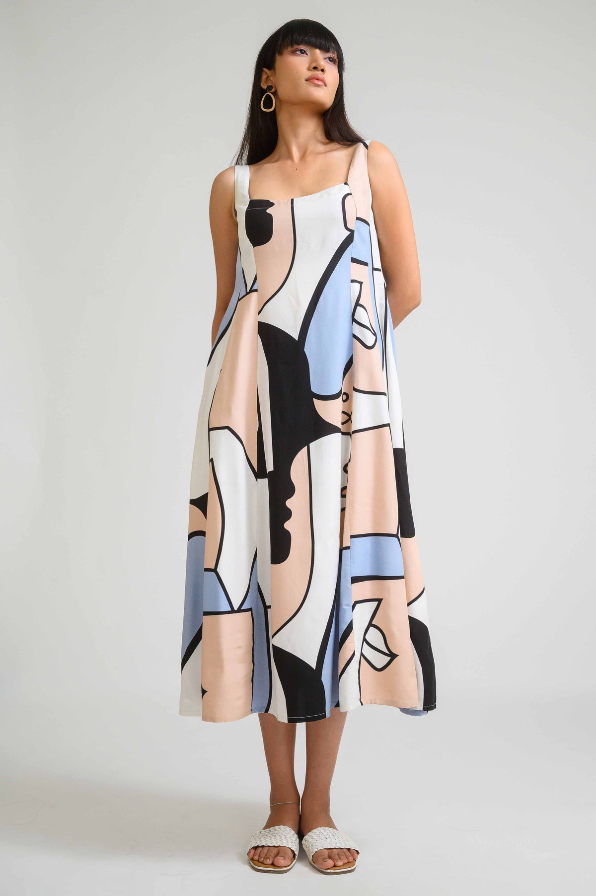 Picasso-Inspired Flared Dress - Etiquette Apparel