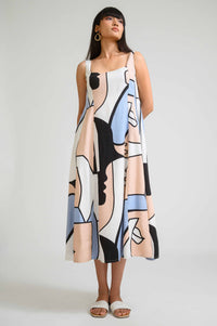 Picasso-Inspired Flared Dress - Etiquette Apparel