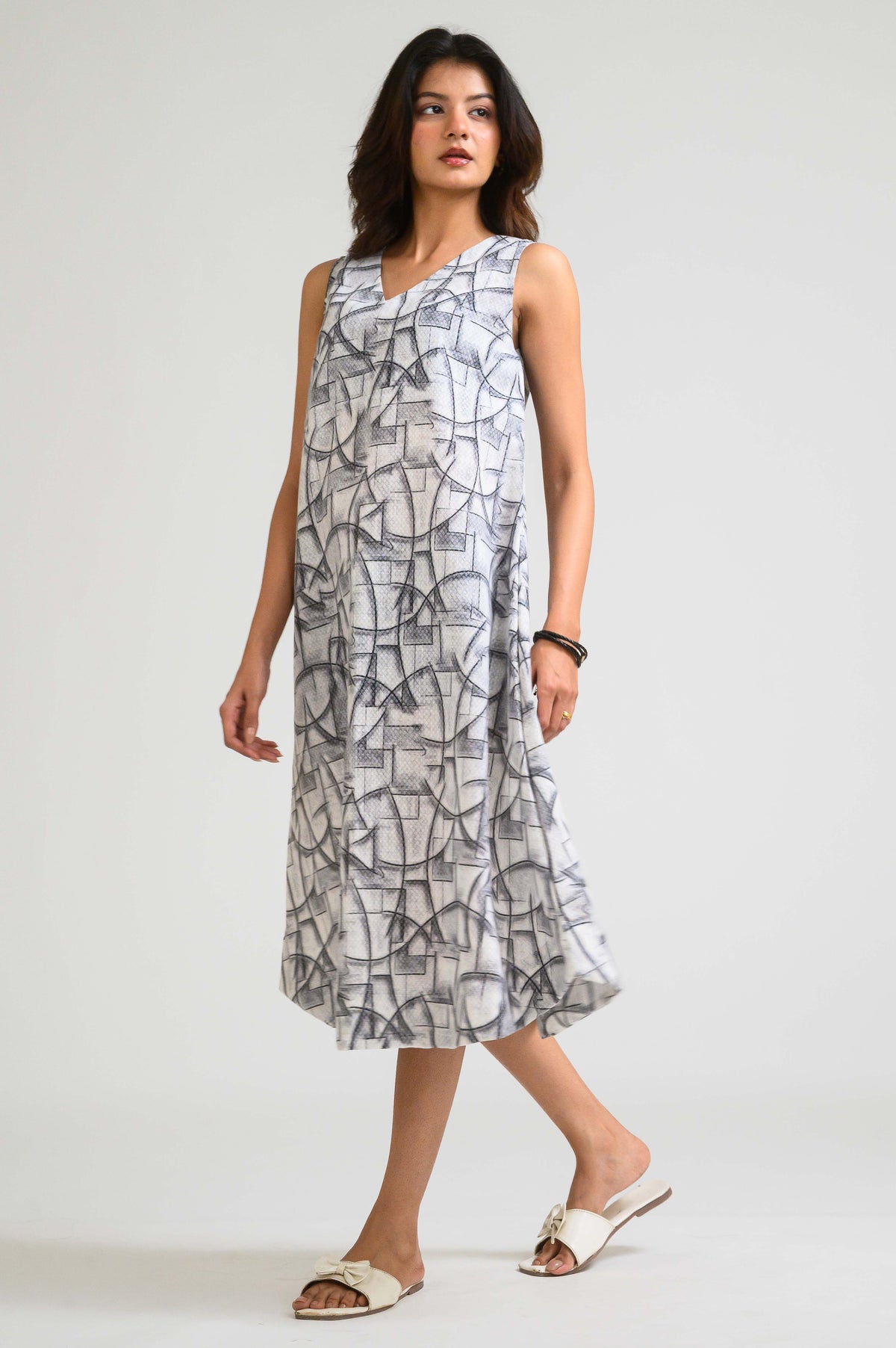 Geometry in Motion Sleeveless Dress - Etiquette Apparel