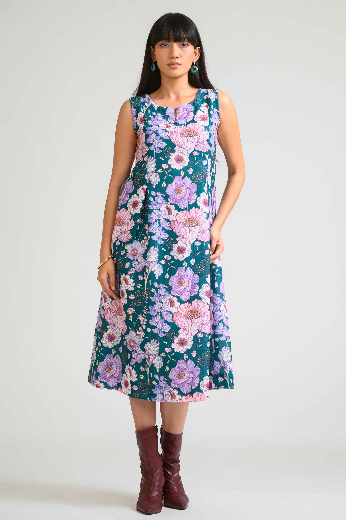 Tropical Daydream Sleeveless Dress - Etiquette Apparel