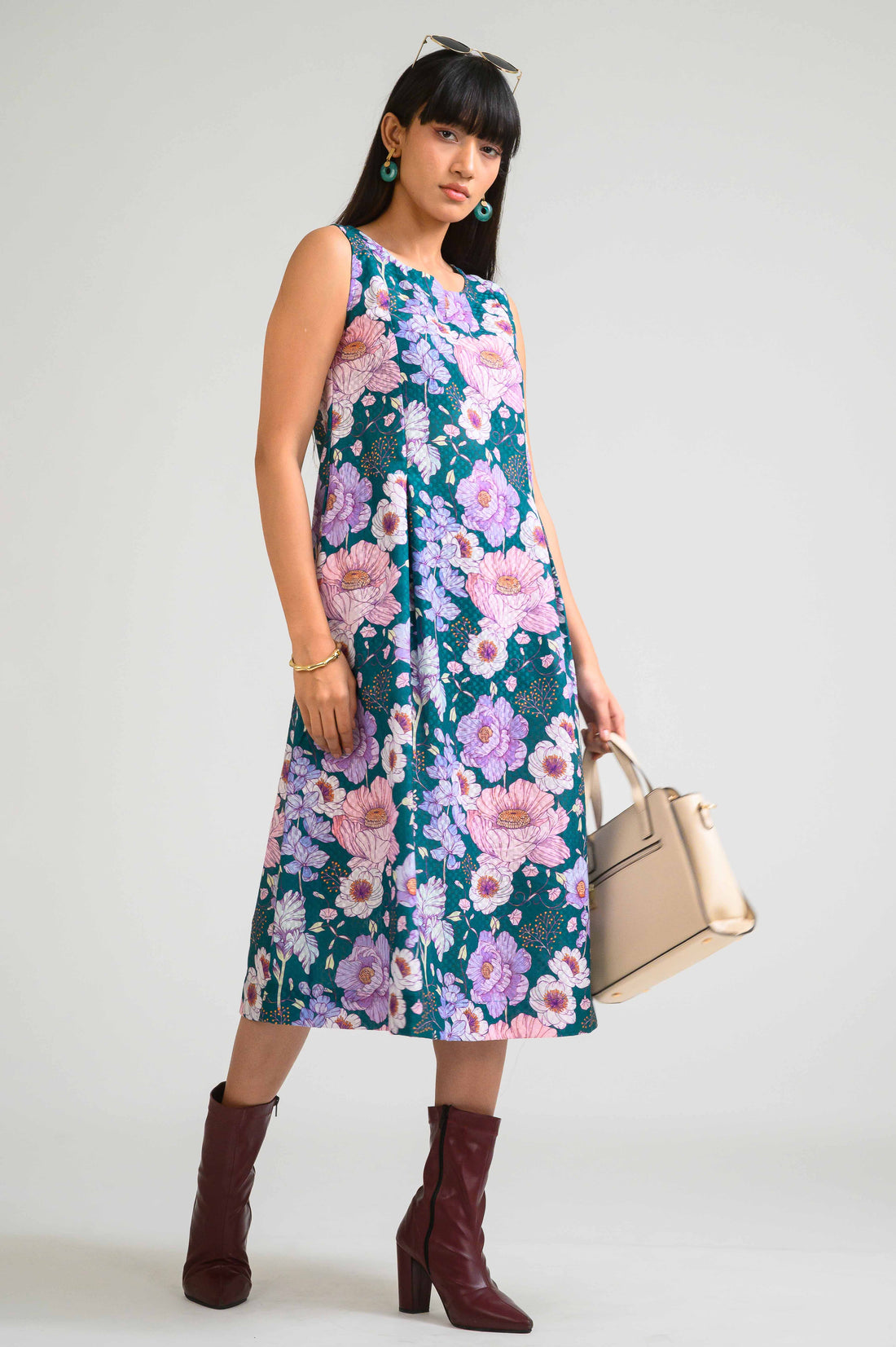Tropical Daydream Sleeveless Dress - Etiquette Apparel 