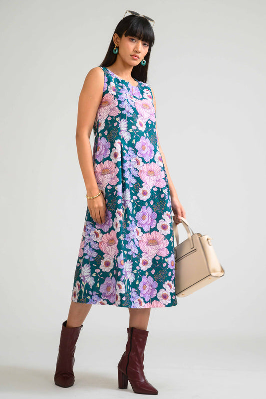 Tropical Daydream Sleeveless Dress - Etiquette Apparel