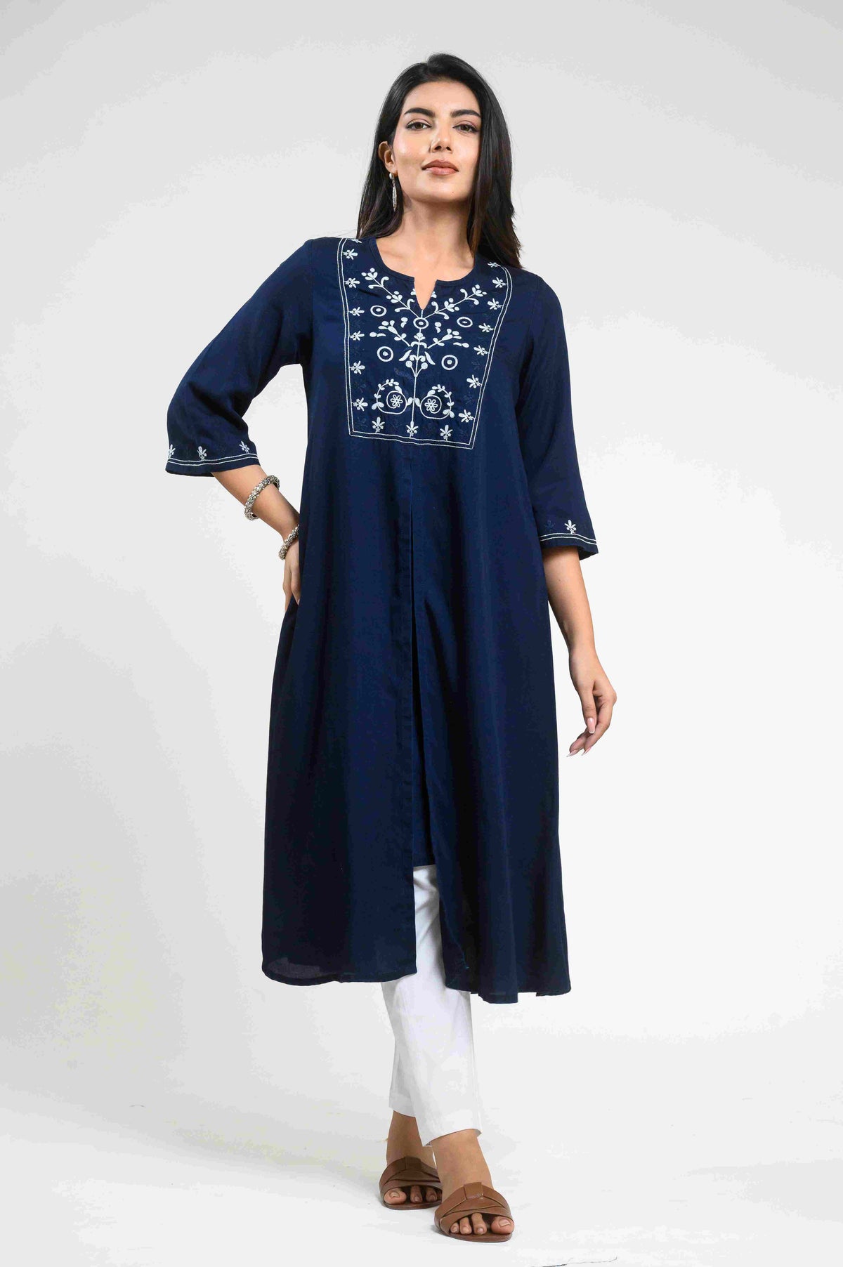 Indigo layered Airy Kurta - Etiquette Apparel