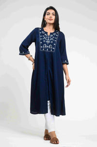 Indigo layered Airy Kurta - Etiquette Apparel