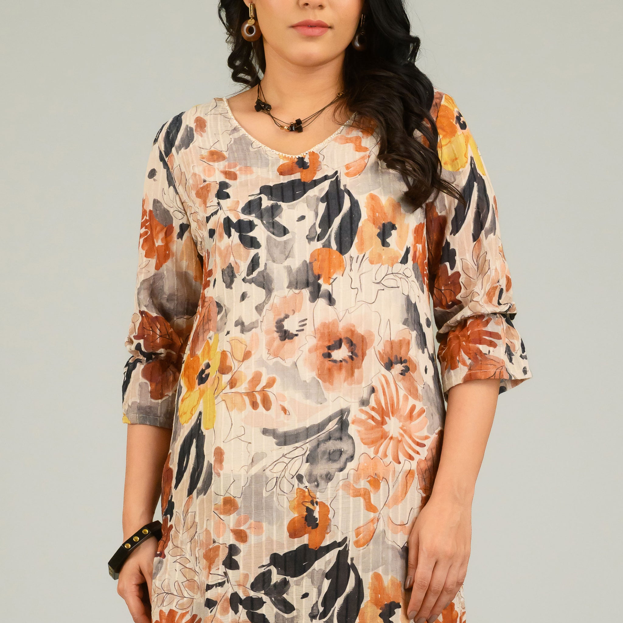 Flowy Georgette Leaf Top - Etiquette Apparel 