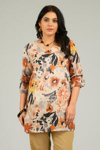 Flowy Georgette Leaf Top - Etiquette Apparel