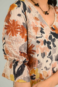 Flowy Georgette Leaf Top - Etiquette Apparel