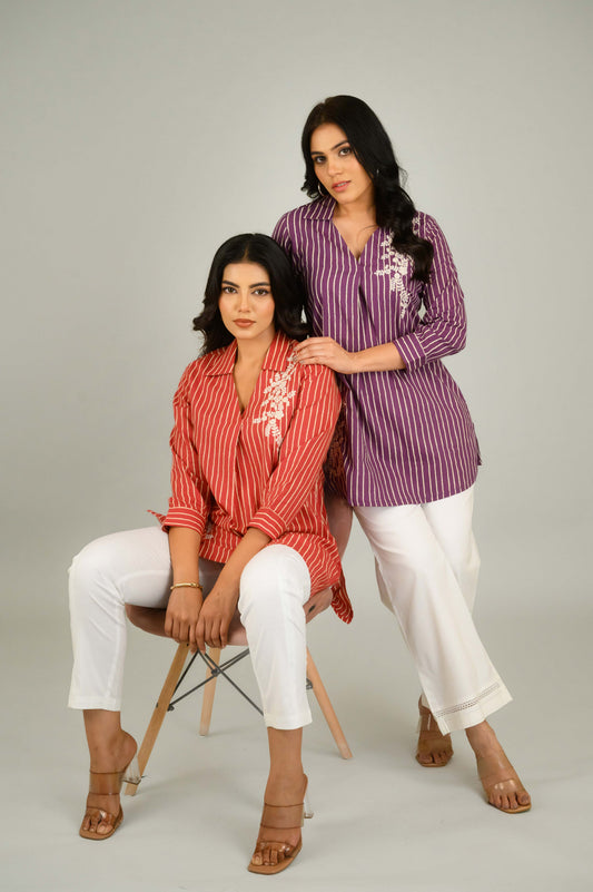Stipes & Petals Top - Etiquette Apparel