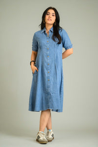 The Cinched Denim Dress - Etiquette Apparel