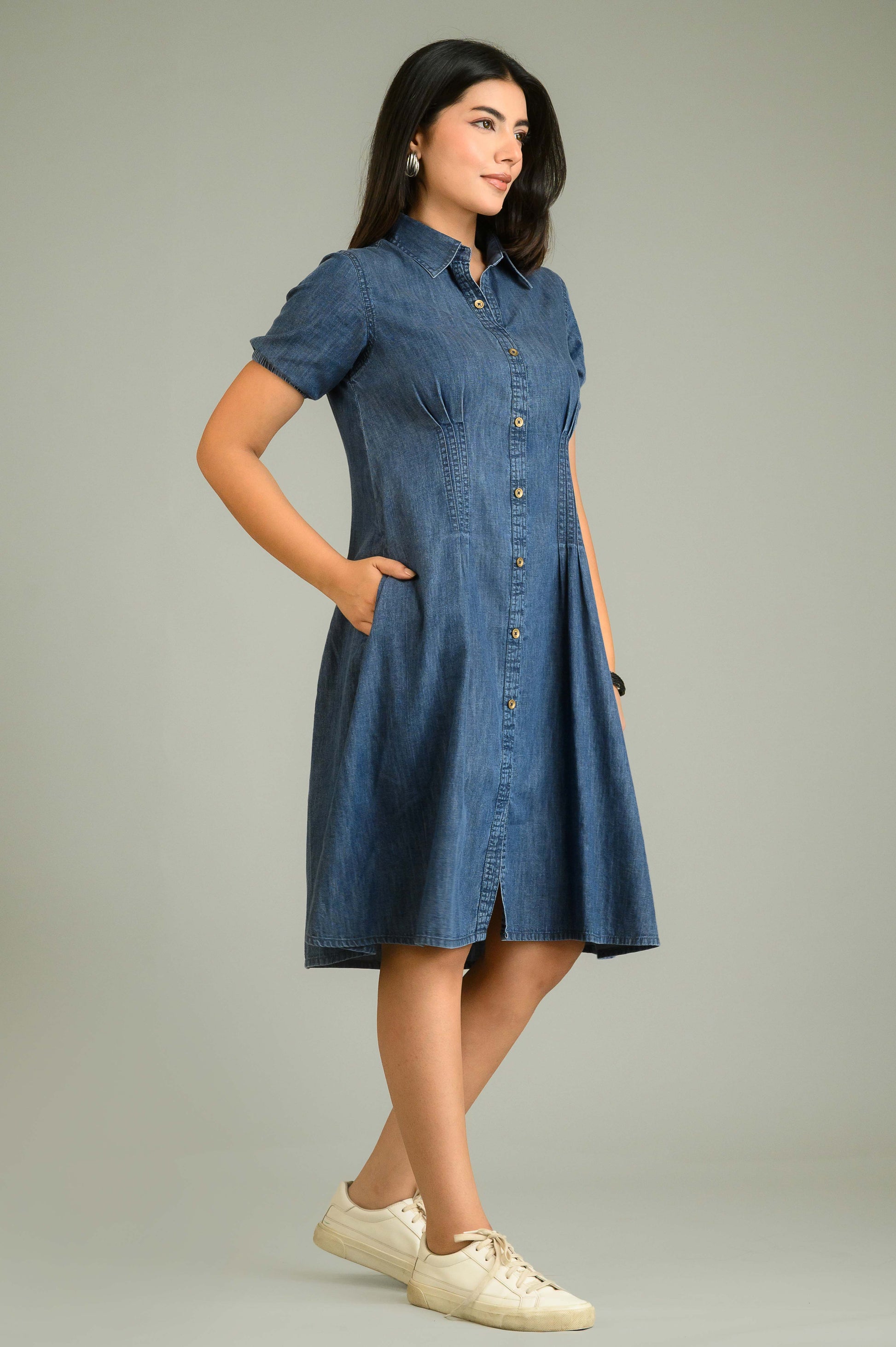 Product Carousel Image 3: The Cinched Denim Dress