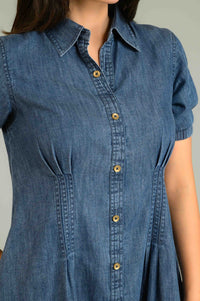 The Cinched Denim Dress - Etiquette Apparel