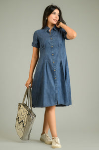 The Cinched Denim Dress - Etiquette Apparel
