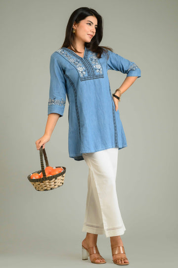 Denim with a Dash Top - Etiquette Apparel 