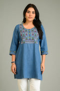 Product Carousel Image 7: Denim Meets Heritage Top