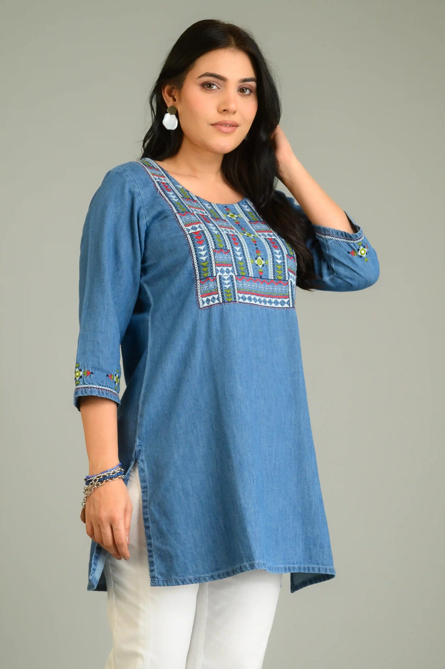 Denim Meets Heritage Top - Etiquette Apparel