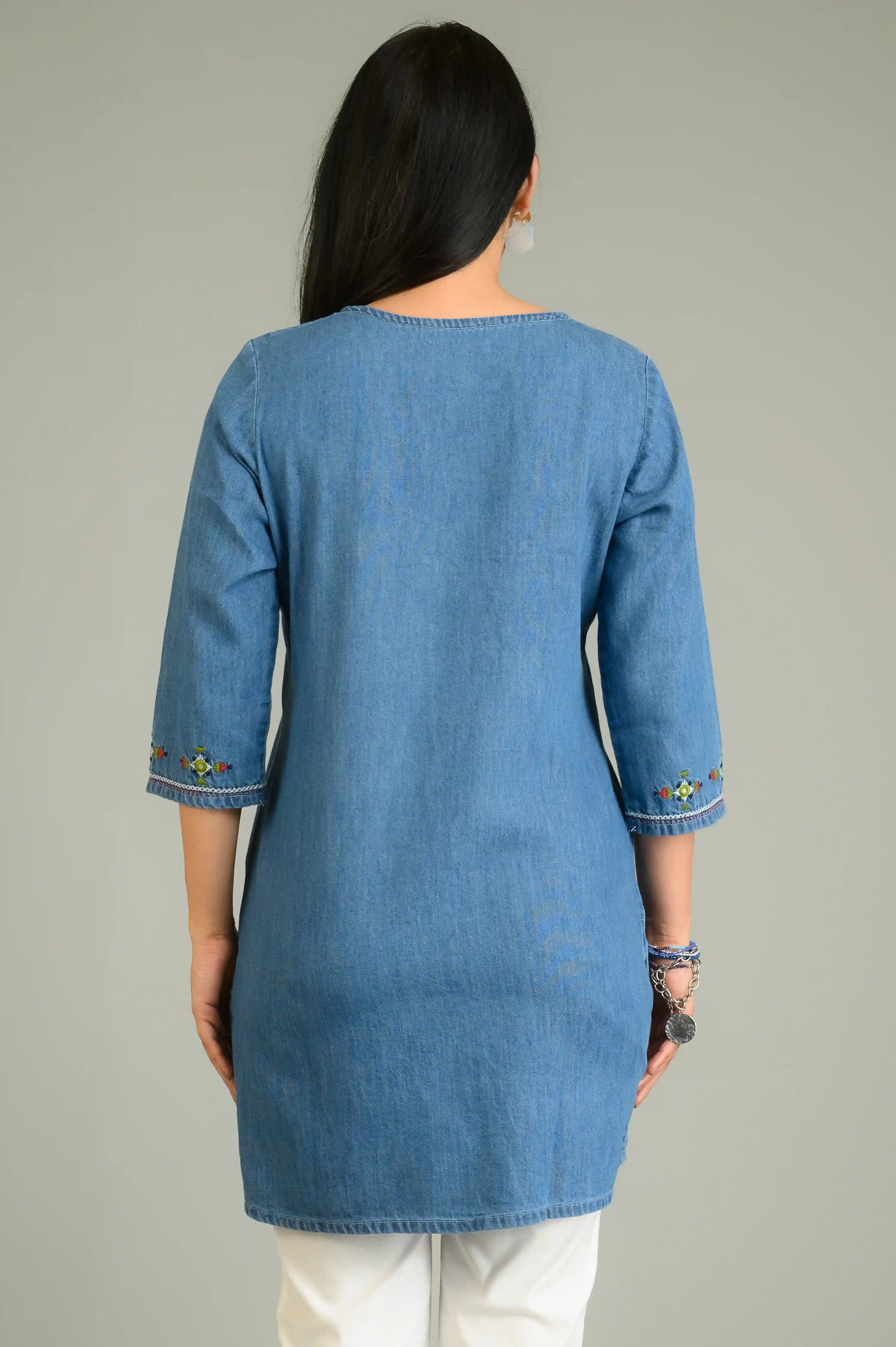 Product Carousel Image 11: Denim Meets Heritage Top