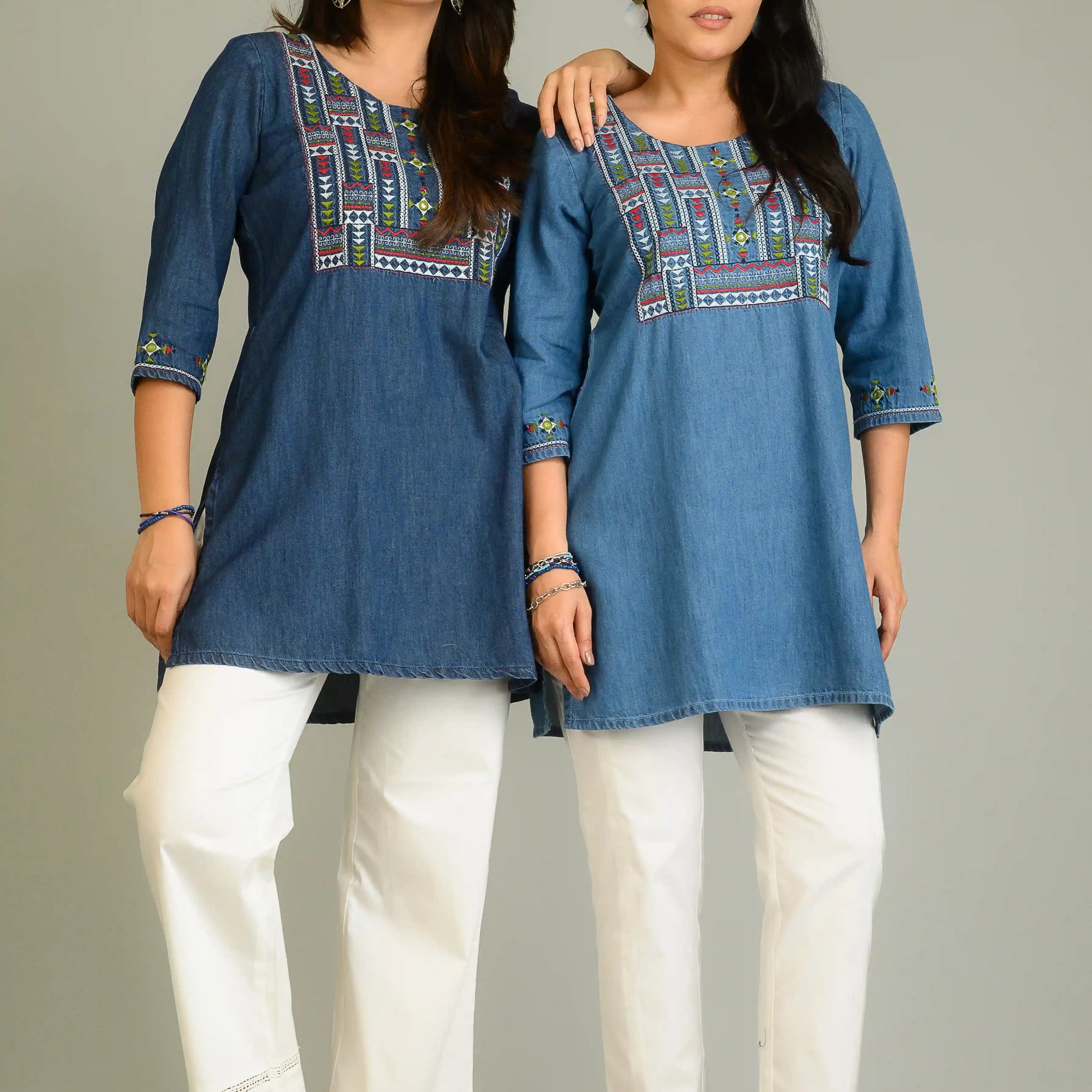 Denim Meets Heritage Top - Etiquette Apparel 