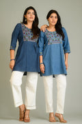 Product Carousel Image 0: Denim Meets Heritage Top