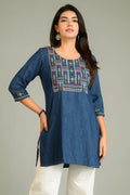 Product Carousel Image 2: Denim Meets Heritage Top