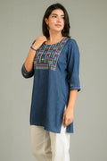 Product Carousel Image 4: Denim Meets Heritage Top