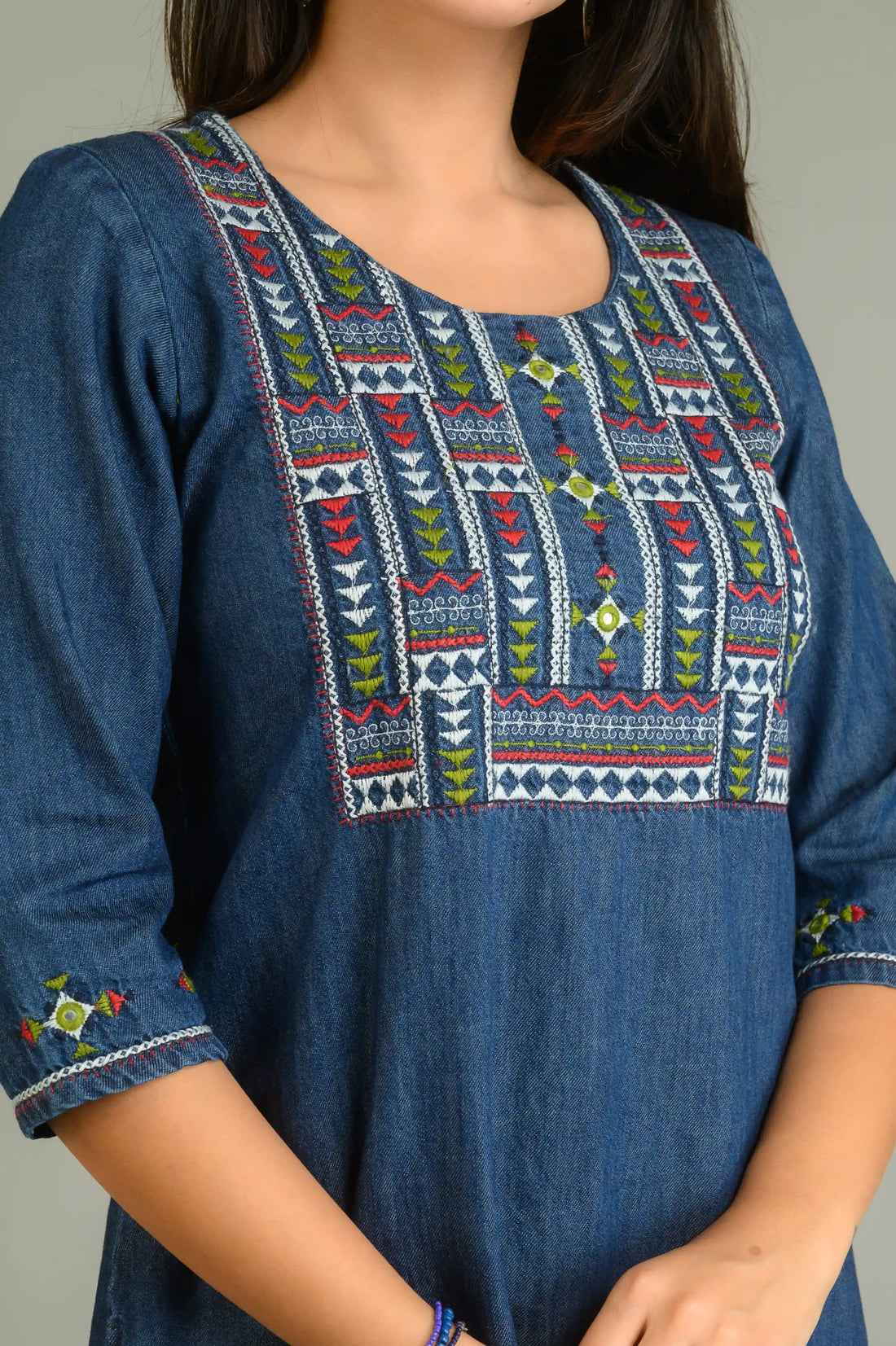 Denim Meets Heritage Top