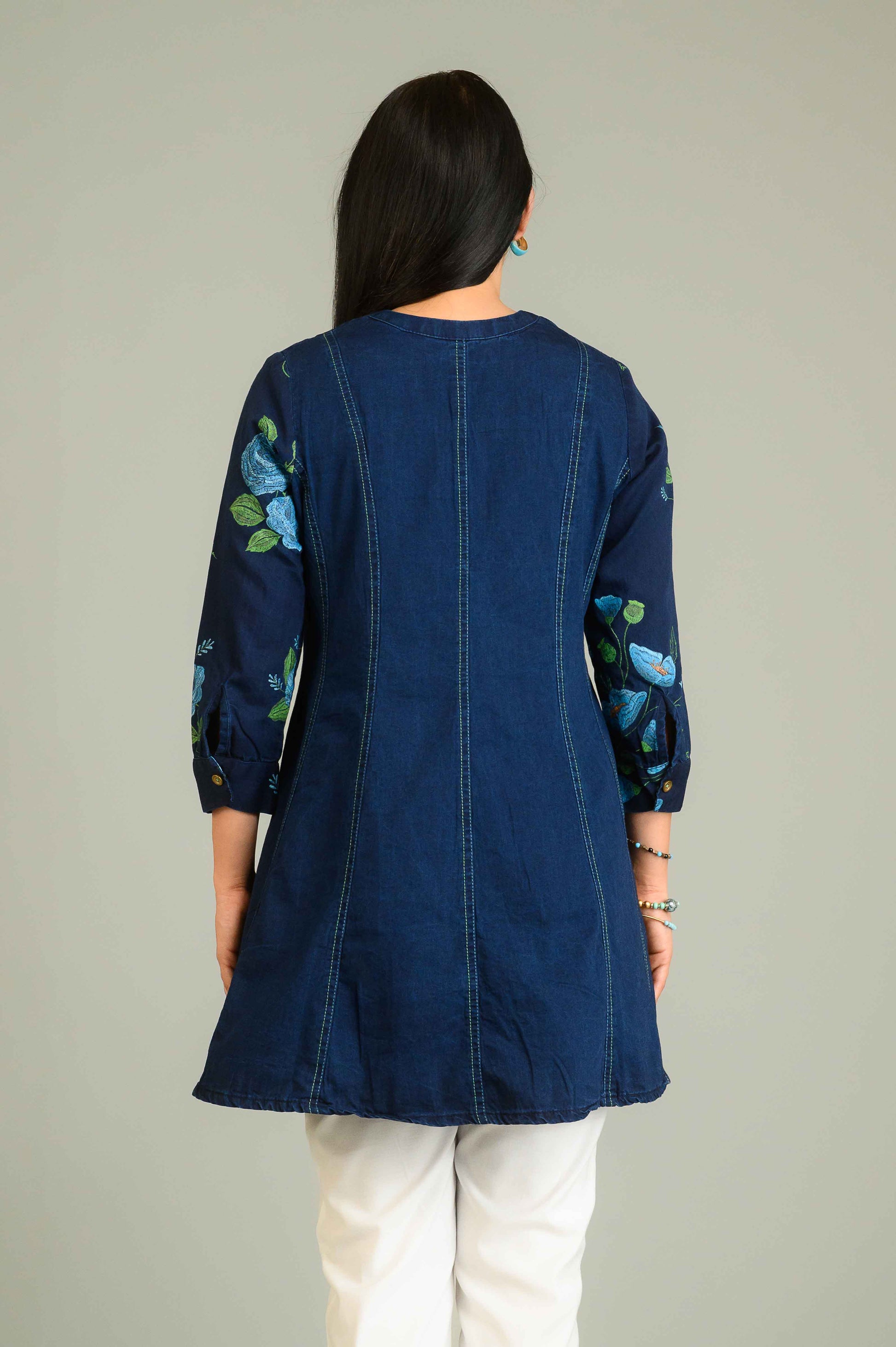 Product Carousel Image 11: Handpainted Denim Sleeved Top