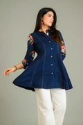 Product Carousel Image 4: Handpainted Denim Sleeved Top