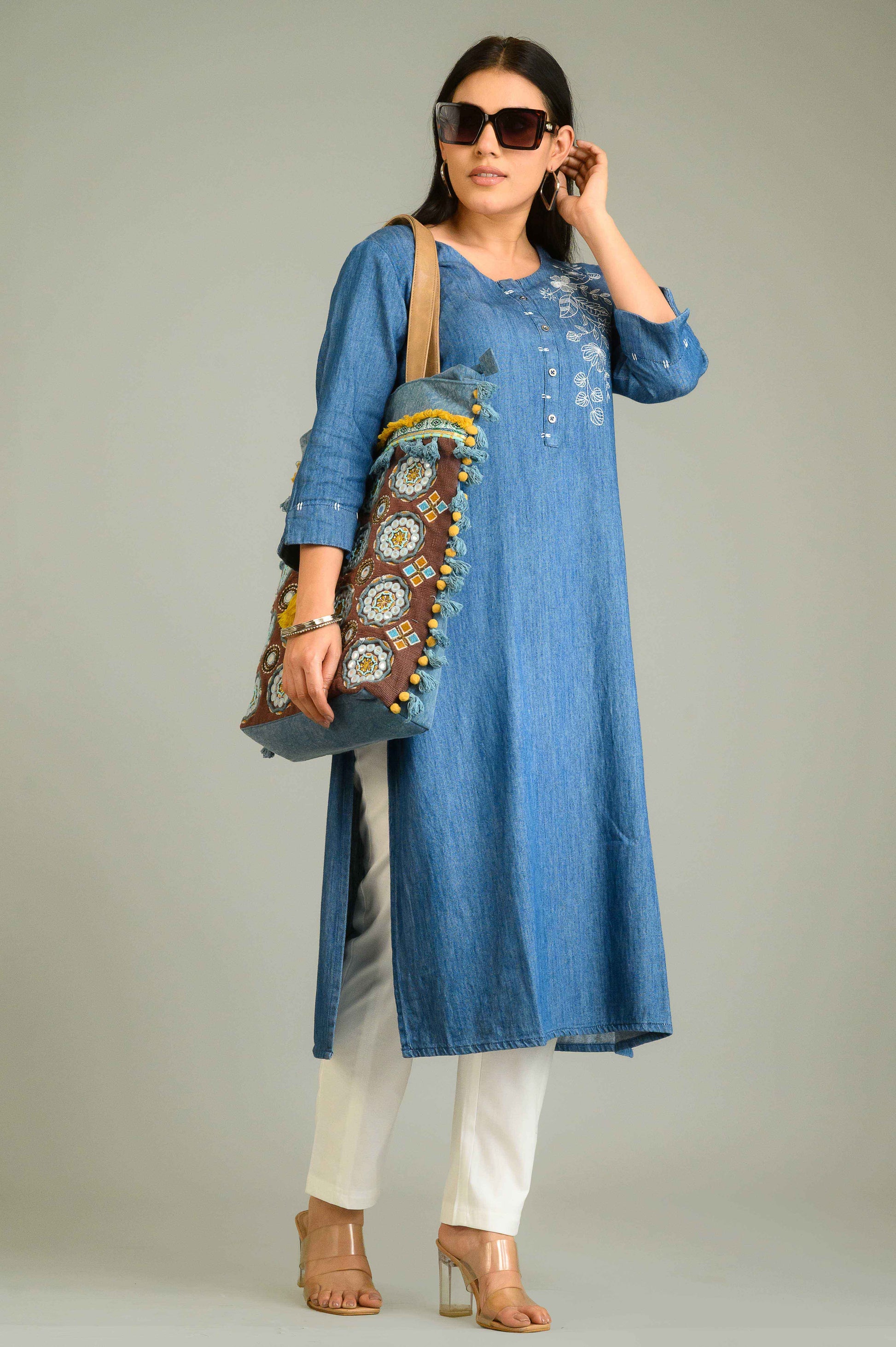 Product Carousel Image 1: Classic Blue Charm Kurta