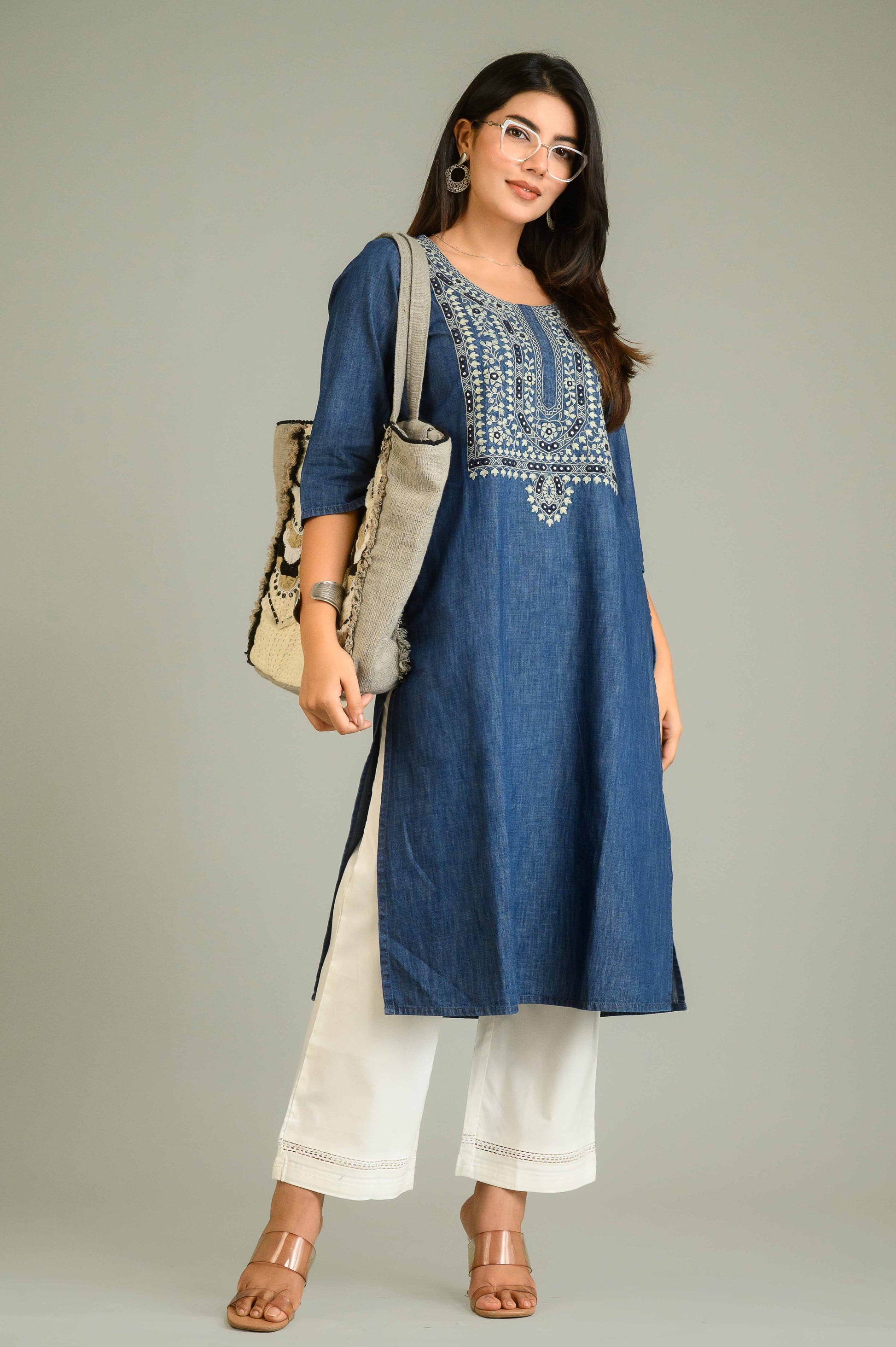 Product Carousel Image 1: Timeless Indigo Kurta
