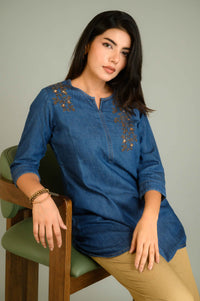 Rustic Charm in Denim Top - Etiquette Apparel 