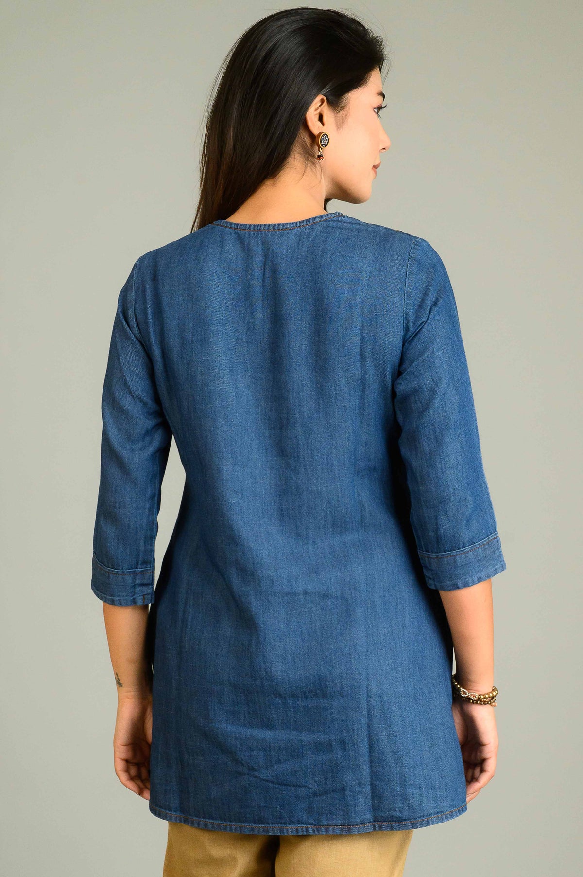 Rustic Charm in Denim Top - Etiquette Apparel 