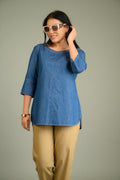 Product Carousel Image 5: Every Day Indigo Boat Neck Top