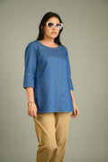 Product Carousel Image 7: Every Day Indigo Boat Neck Top