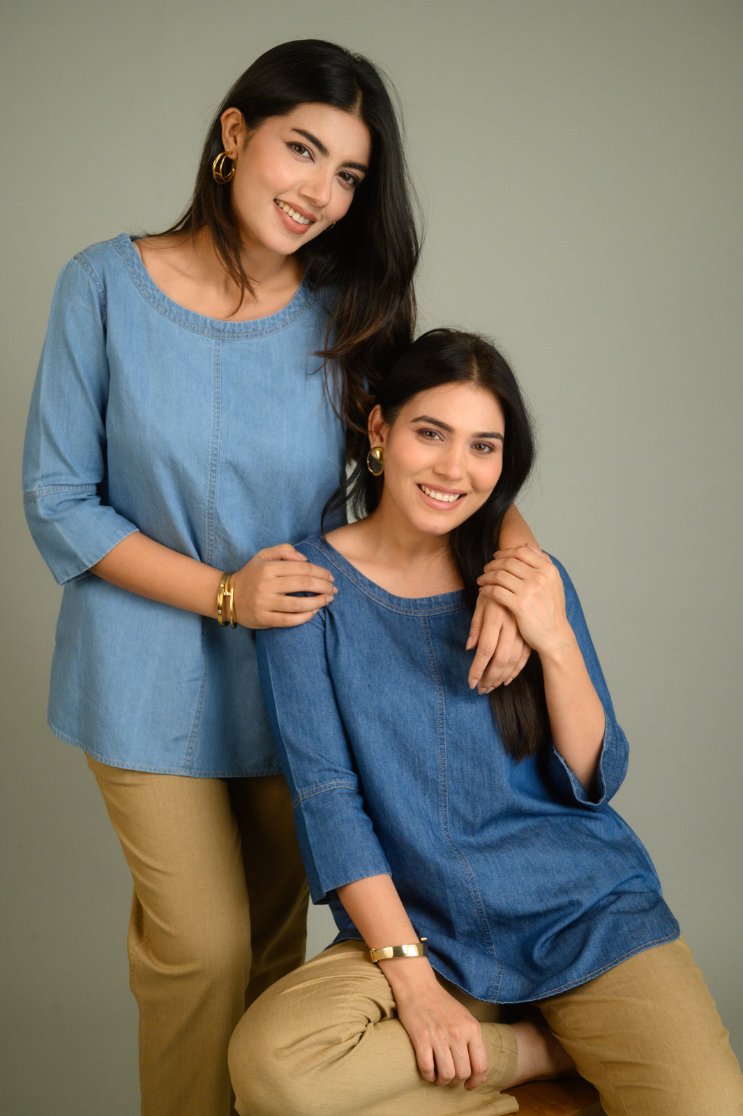 Every Day Indigo Boat Neck Top - Etiquette Apparel 