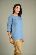 Product Carousel Image 3: Every Day Indigo Boat Neck Top