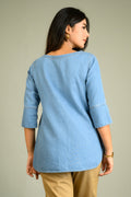 Product Carousel Image 4: Every Day Indigo Boat Neck Top